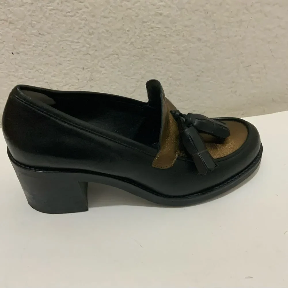 Tosca Blu tassel  Shoe bronze black leather Size 41 EUR / 9 US